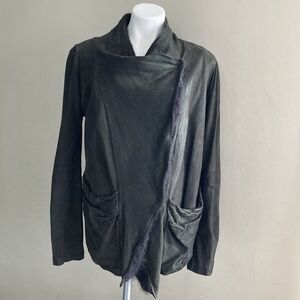 Giorgio Brato Black Asymmetrical Leather Jacket With Wool Lining - Women’s Small